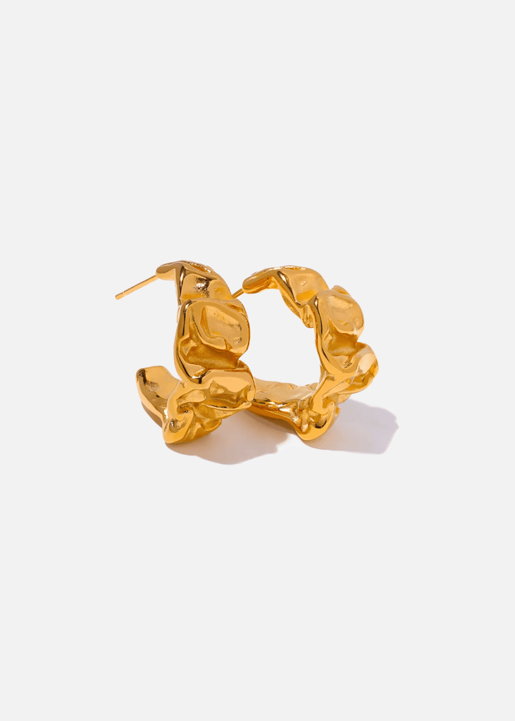 18k Gold Plated Textured Hoop Earrings CERTÍ x LEMONLUNAR Lemon Lunar UK clothes