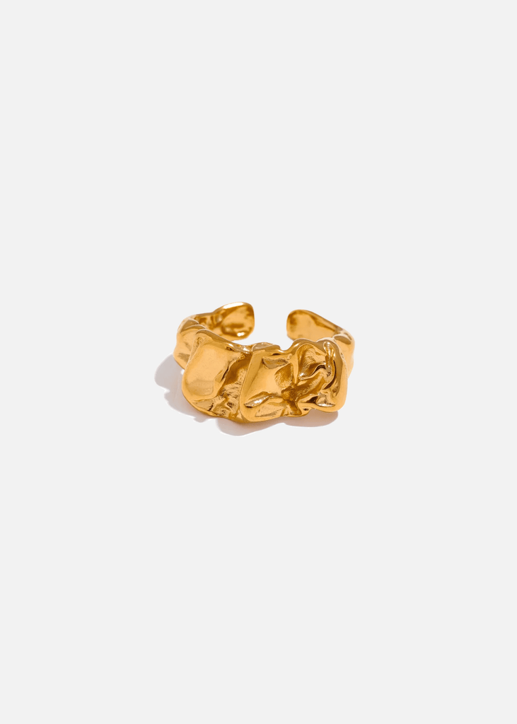 18k Gold Plated Chunky Textured Ring CERTÍ x LEMONLUNAR Lemon Lunar UK clothes