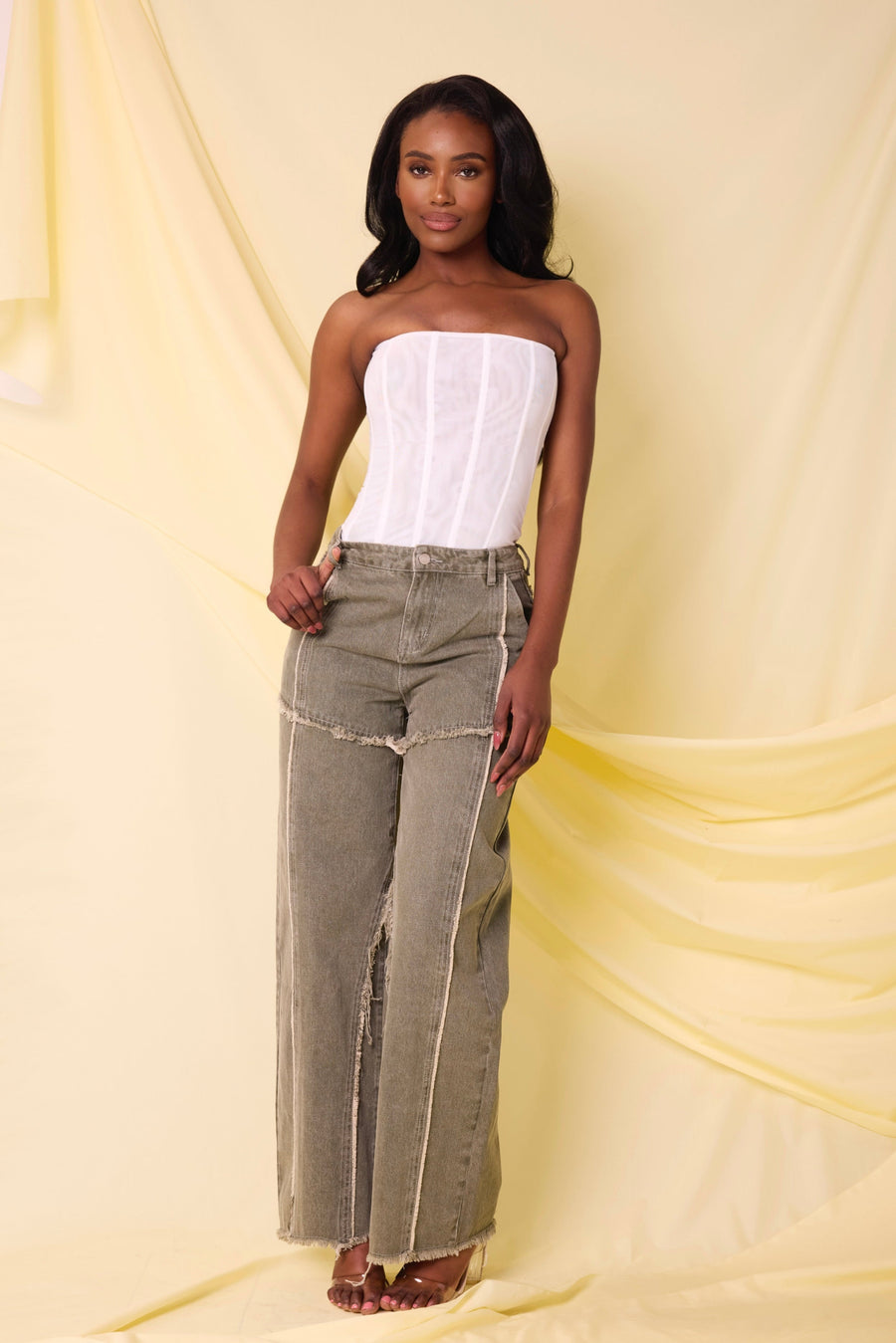 THE KHAKI DENIM JEANS LemonLunar clothes