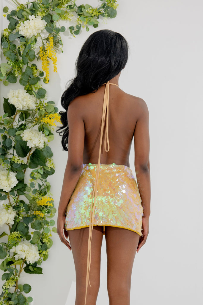 THE INDIGO SEQUIN SKIRT DARK YELLOW LemonLunar clothes