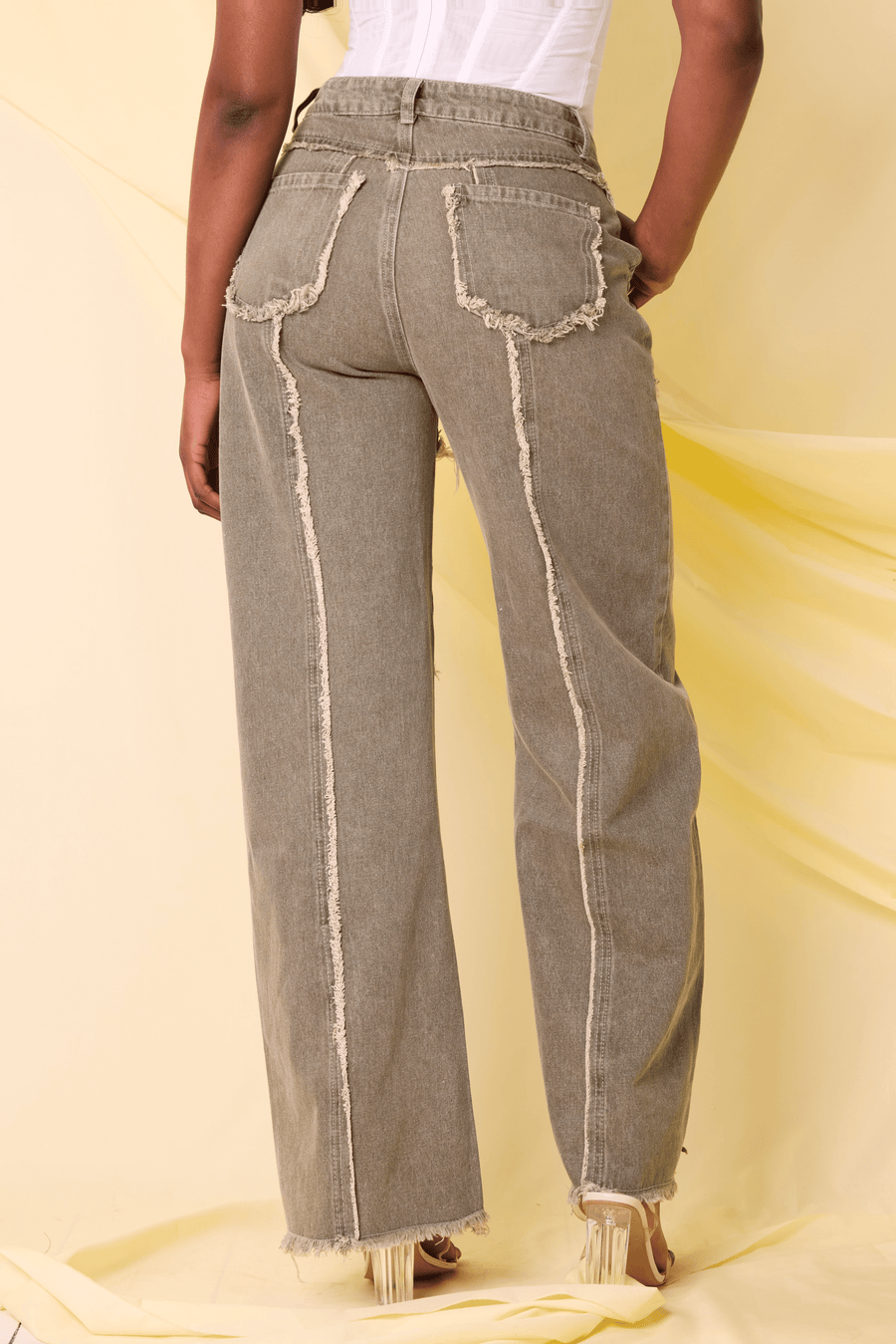 THE KHAKI DENIM JEANS LemonLunar clothes