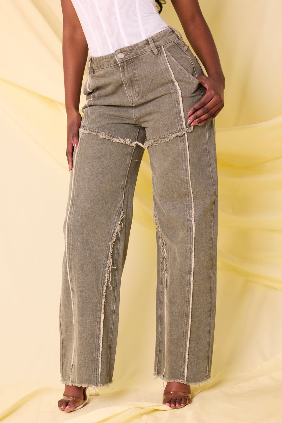 THE KHAKI DENIM JEANS LemonLunar clothes