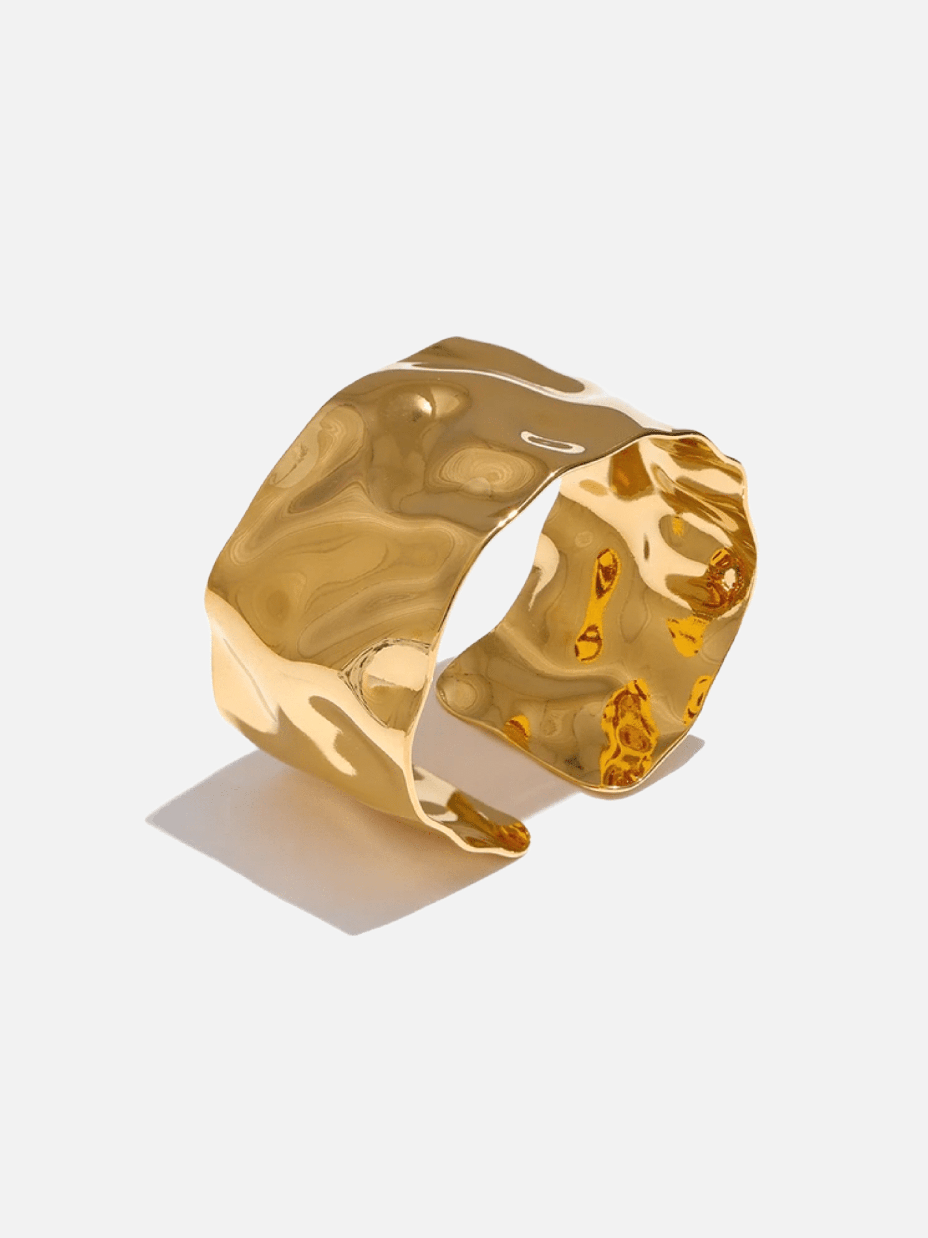 18k Plated Textured Chunky Bangle