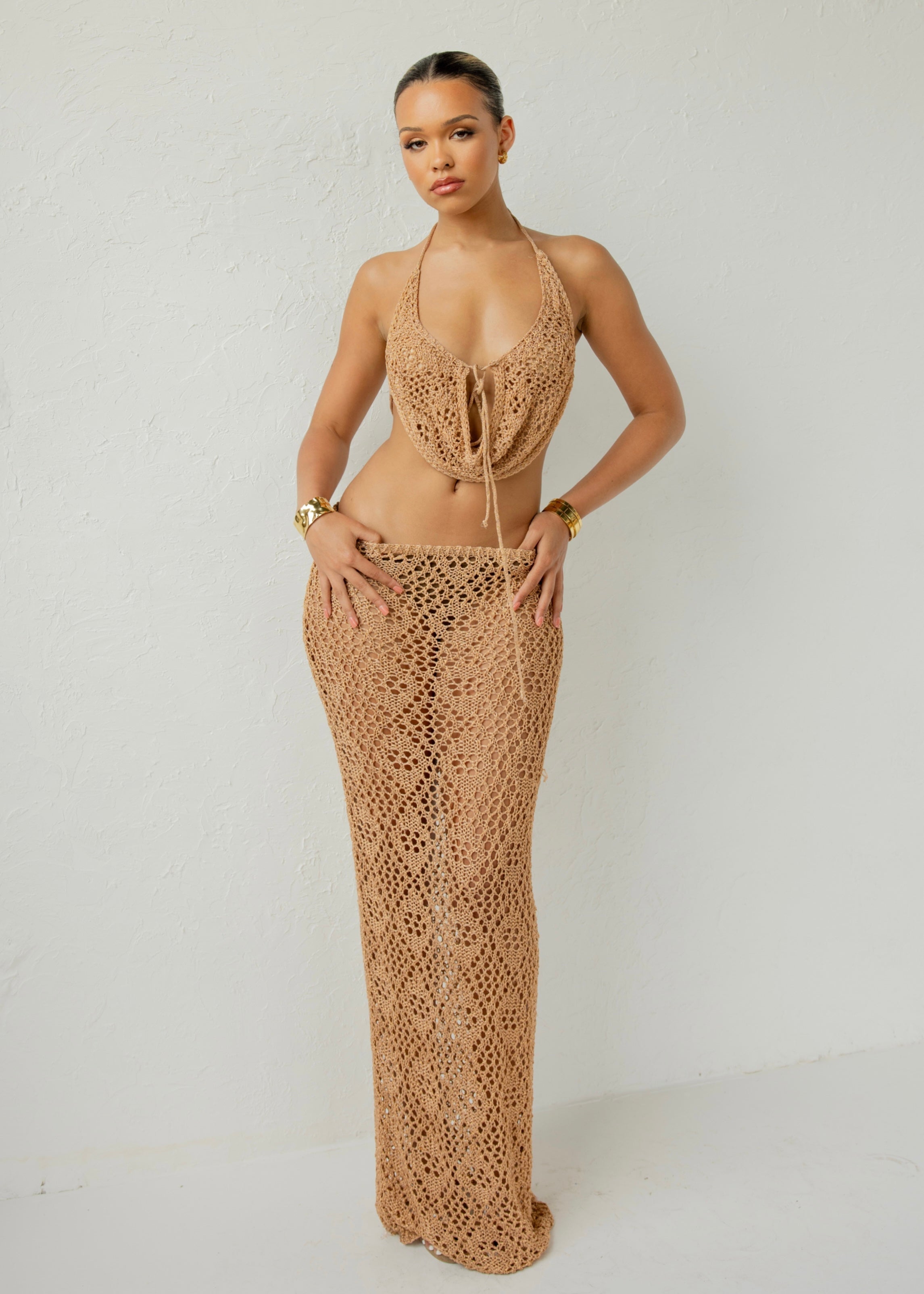 GLITTER CROCHET MAXI SKIRT