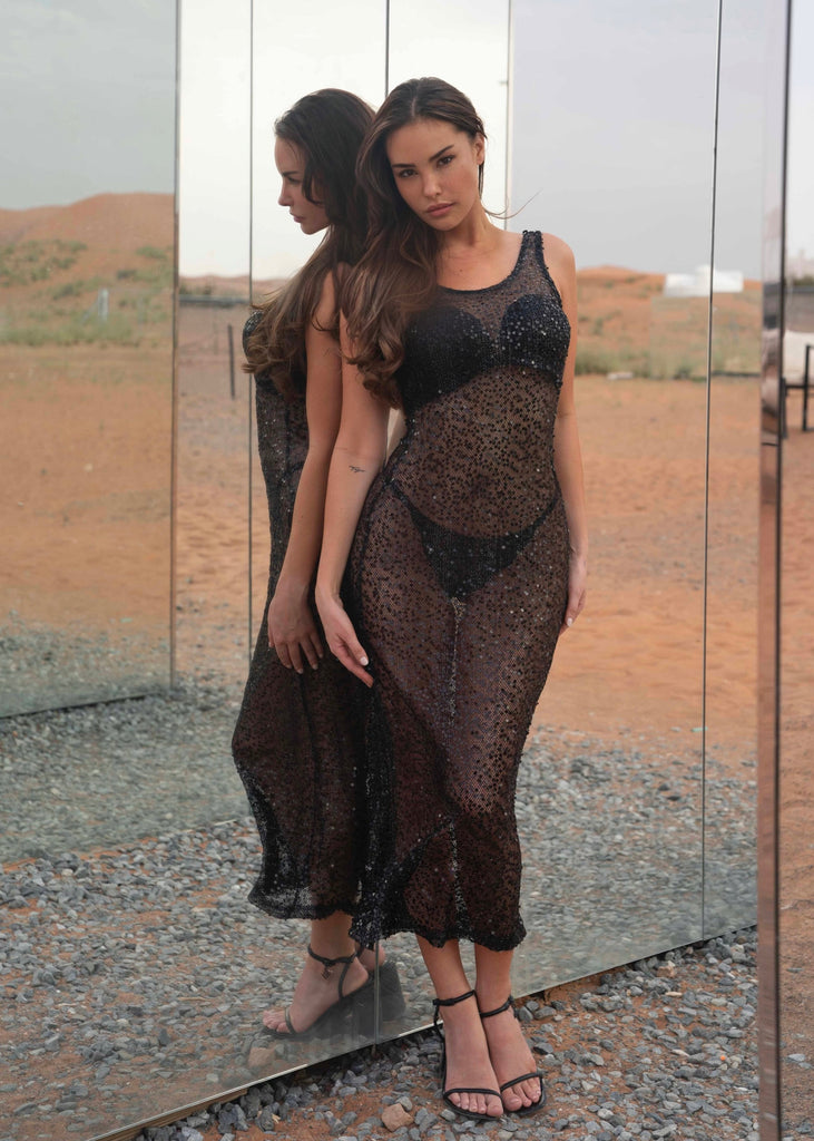 THE TIANA BLACK MESH DRESS LemonLunar clothes