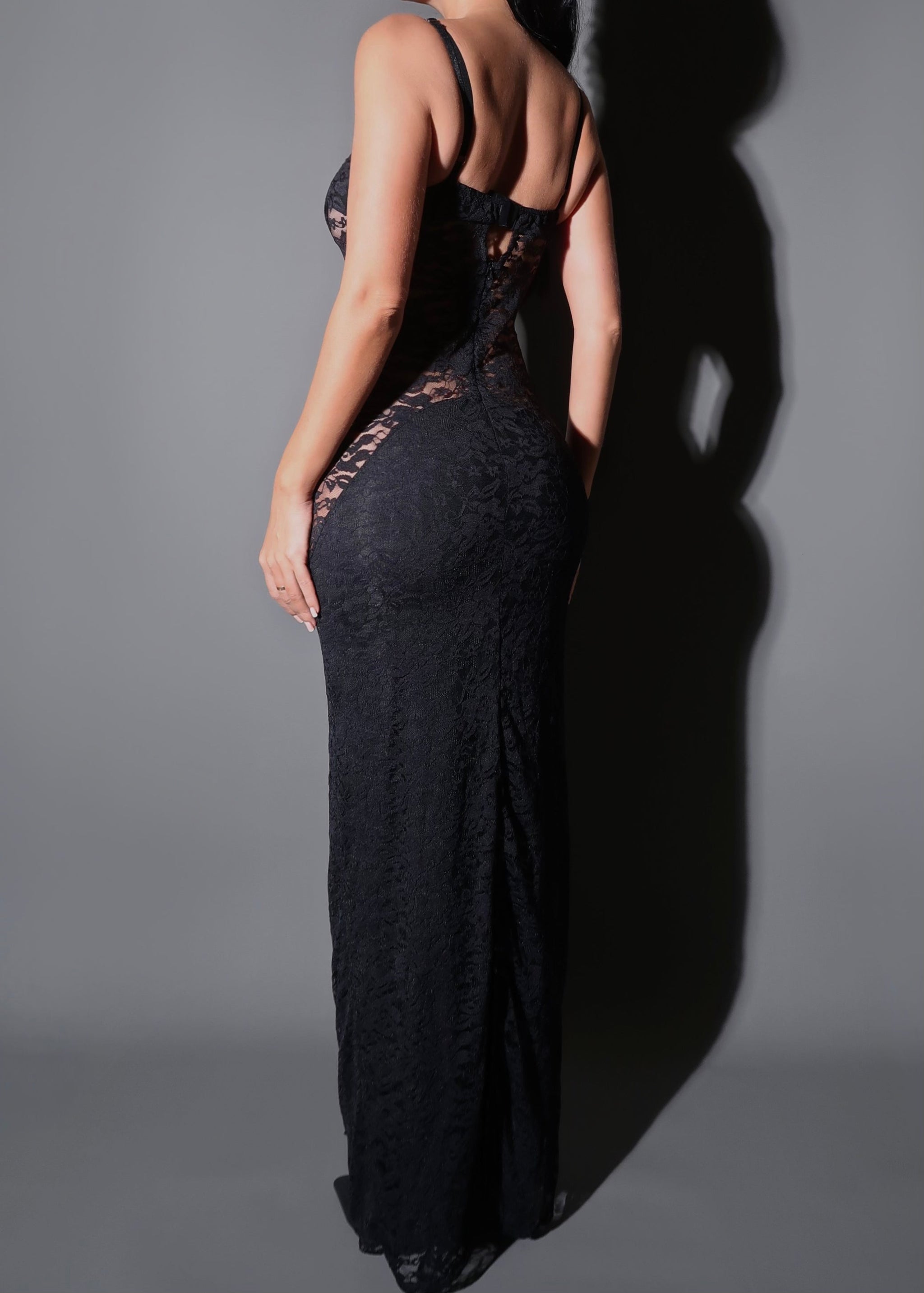 chinese dress ladies The Lina Lace Maxi Dress S (6-8) / Black