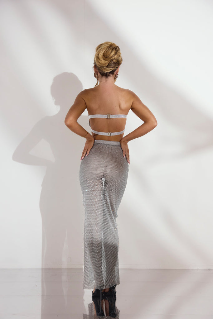 THE KENDAL MESH DIAMANTE MAXI SKIRT LemonLunar clothes