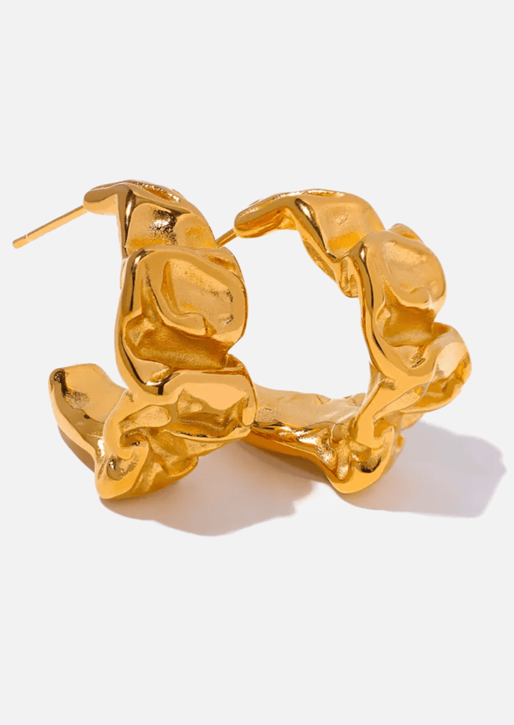 18k Gold Plated Textured Hoop Earrings CERTÍ x LEMONLUNAR Lemon Lunar UK clothes