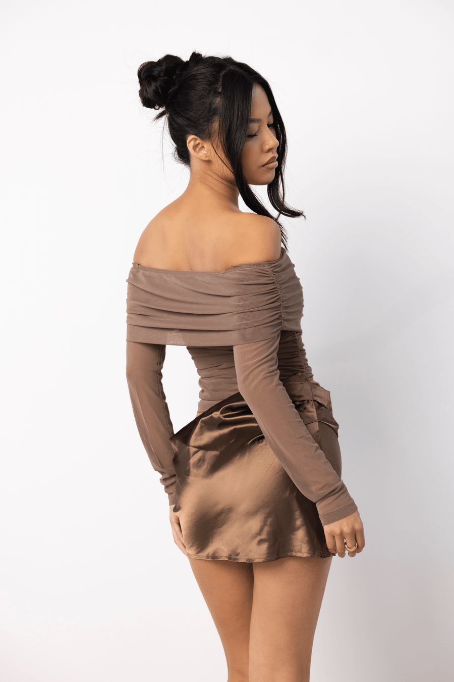 SATIN DRESS KHAKI LemonLunar clothes