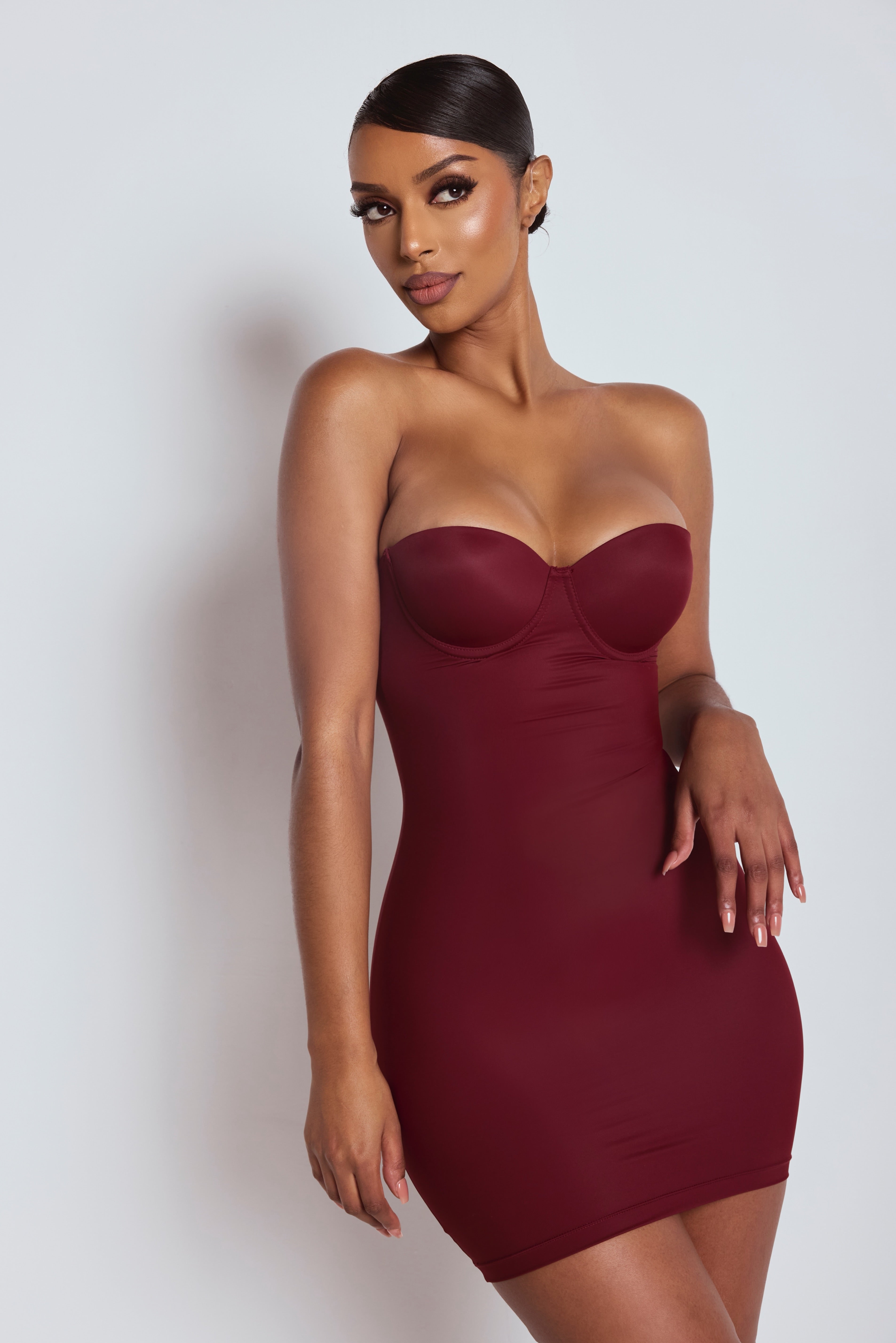 sculpting mini dress Strappy Sculpting Bust Detail Mini Dress In Red | EGO US