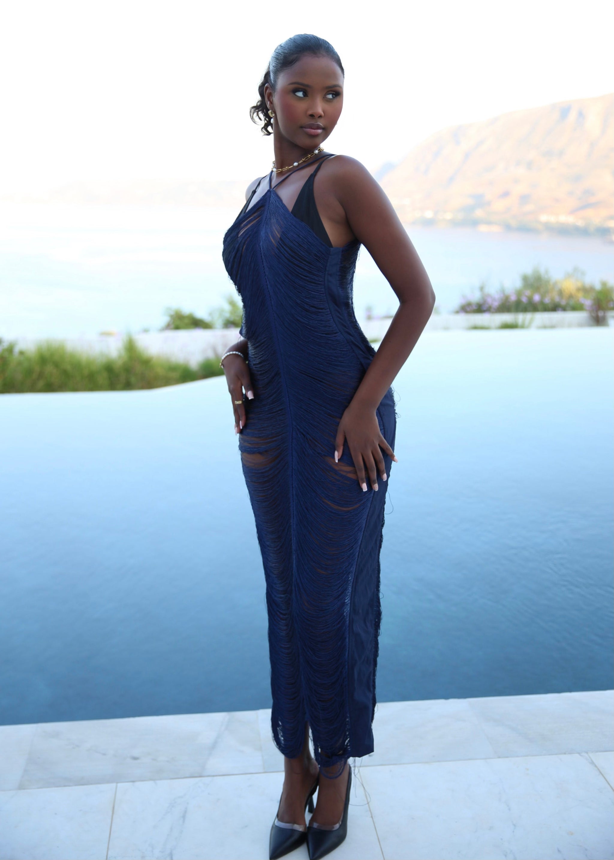 THE BLUE TASSEL MAXI DRESS – LEMONLUNAR