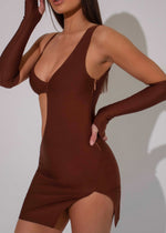 Load image into Gallery viewer, THE CHANTRIA BROWN BANDAGE DRESS LemonLunar clothes
