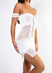 THE CHLOE CROCHET DRESS WHITE Lemon Lunar UK clothes