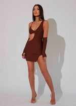 Load image into Gallery viewer, THE CHANTRIA BROWN BANDAGE DRESS LemonLunar clothes
