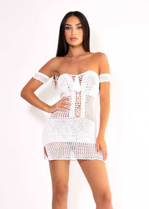 THE CHLOE CROCHET DRESS WHITE Lemon Lunar UK clothes