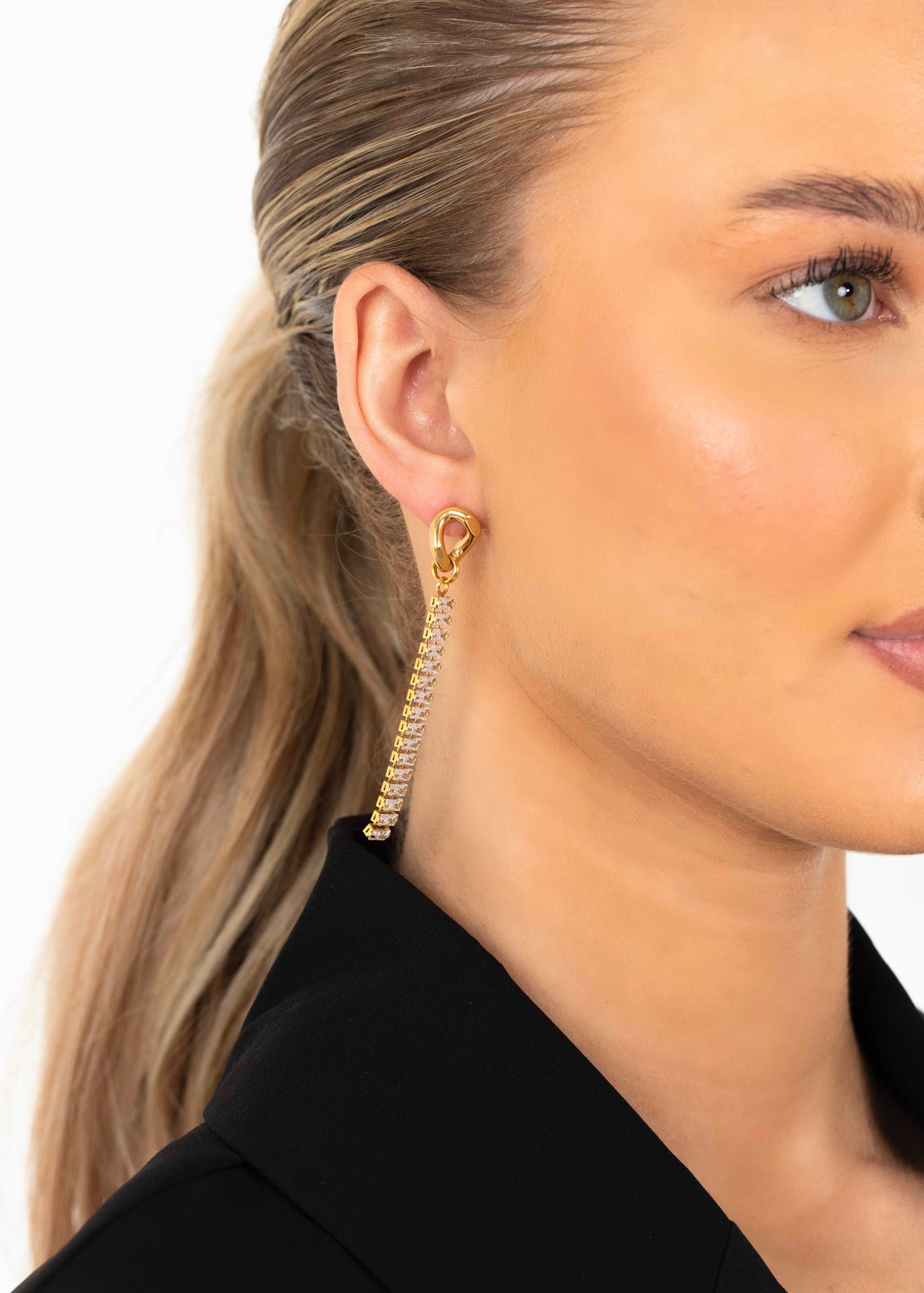 14k Plated Diamante Earrings