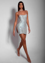 Load image into Gallery viewer, THE CHRISTINA DIAMANTE DRESS SILVER LemonLunar clothes
