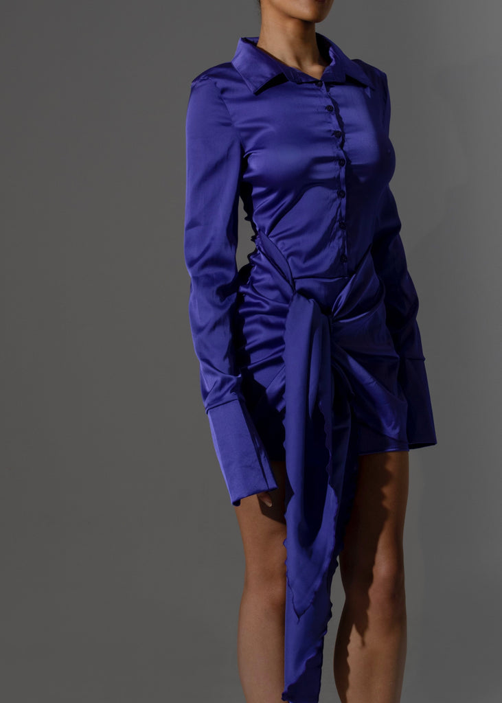 THE TIE SIDE SHIRT DRESS PURPLE LemonLunar clothes
