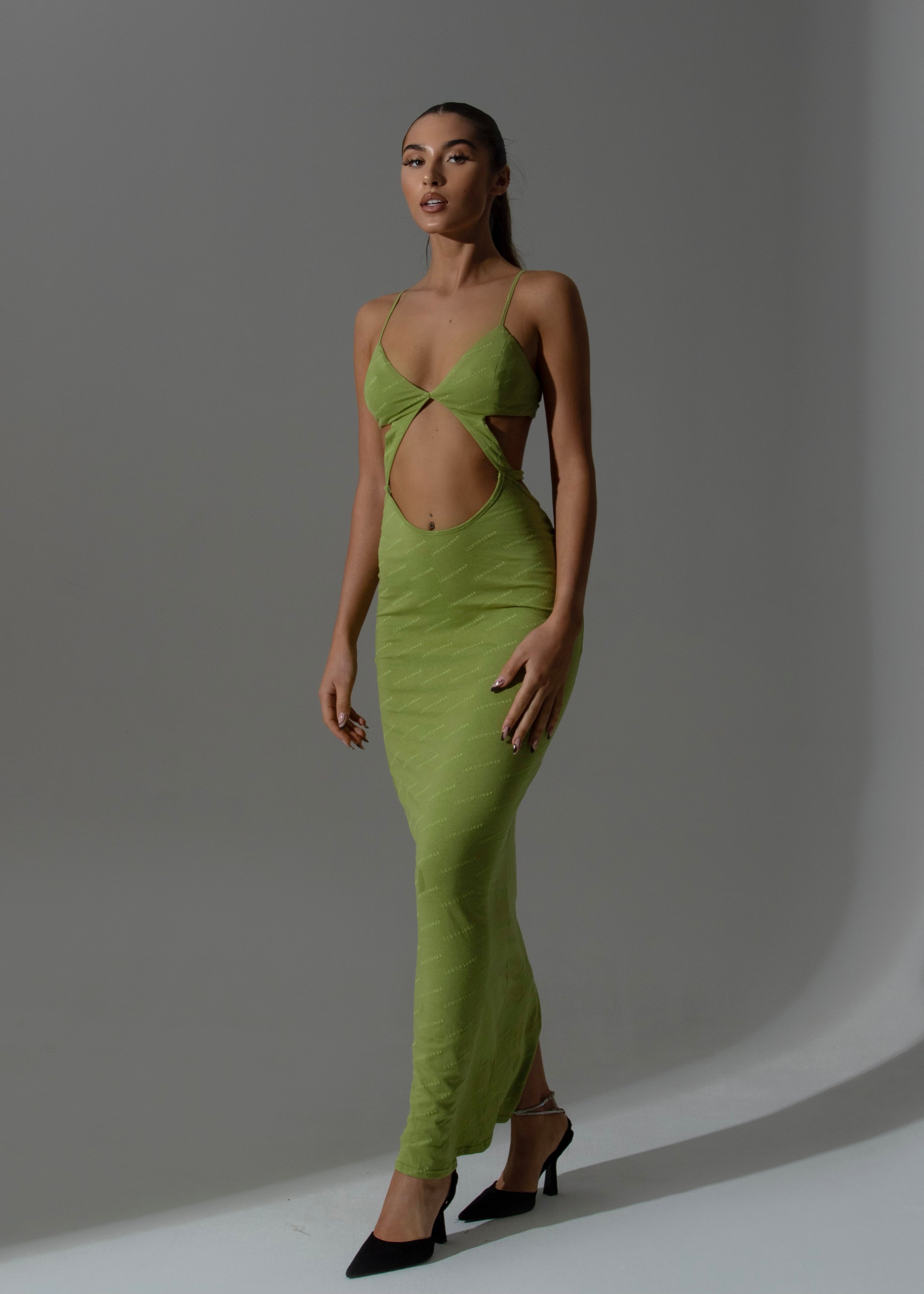 THE KY LEMONLUNAR MAXI DRESS GREEN THE KY LEMONLUNAR MAXI DRESS GREEN