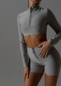 The Sienna Grey Bandage Two Piece Diamante Zip LemonLunar clothes