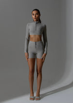 Load image into Gallery viewer, The Sienna Grey Bandage Two Piece Diamante Zip LemonLunar clothes
